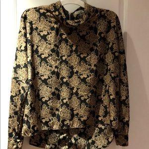 Gold and black floral top